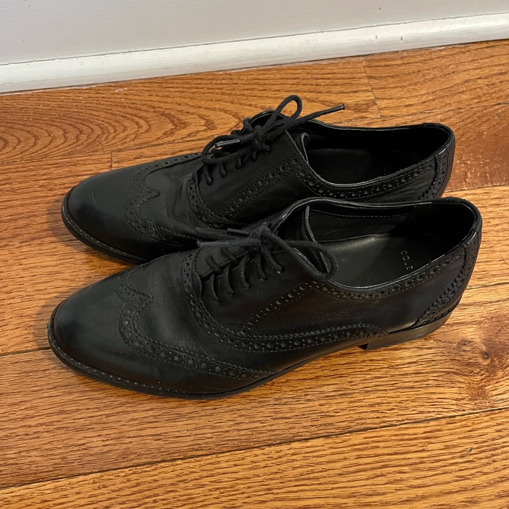 Cole Haan Black Brogue Leather Loafers - Picture 2 of 4